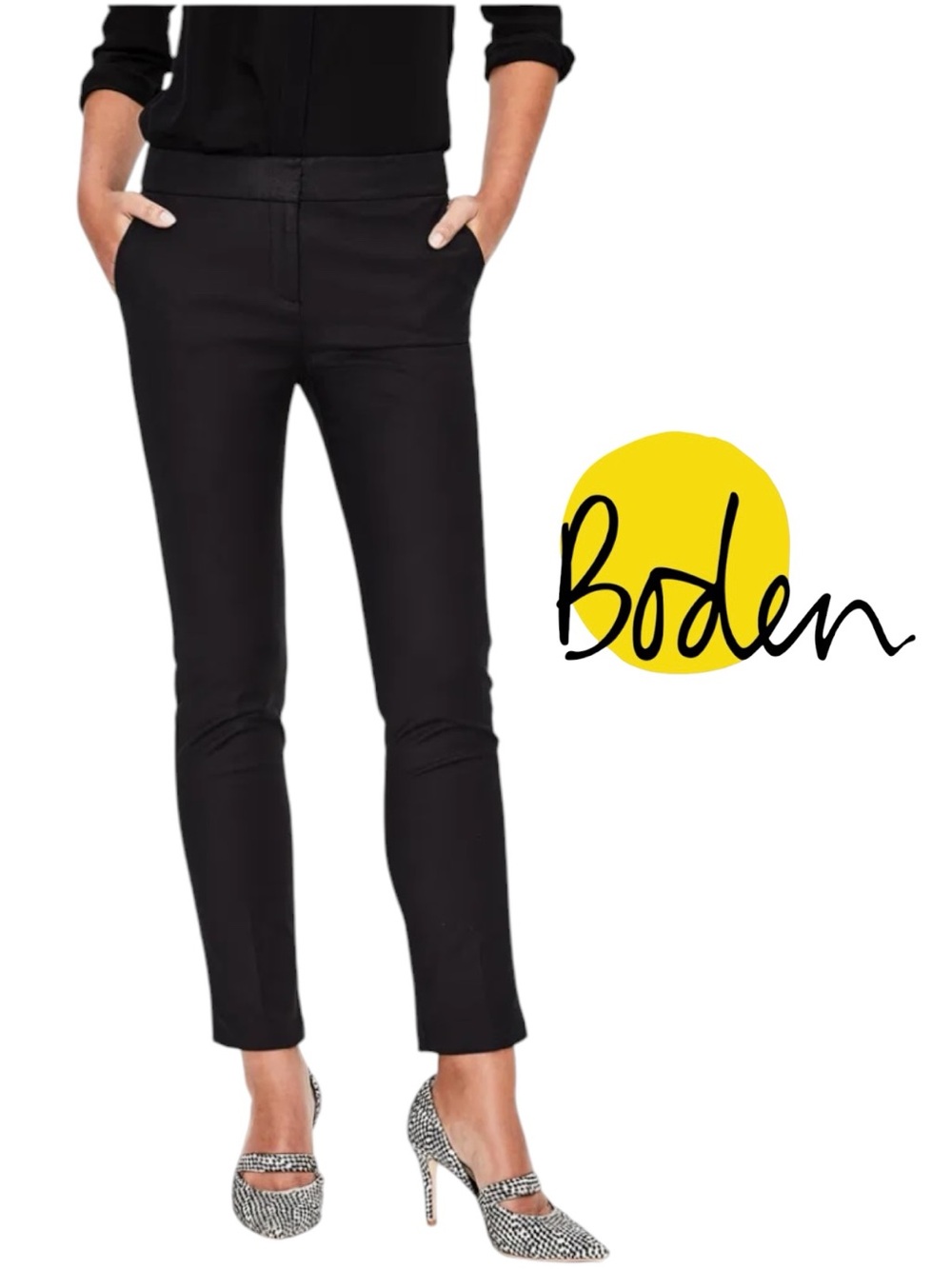 NWT BODEN Richmond 7/8 Black Trousers Size: 8P